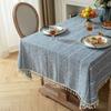 Embroidered Fringe Table Cloth Modern Simple Rectangle Cotton Linen Cover Dining Coffee