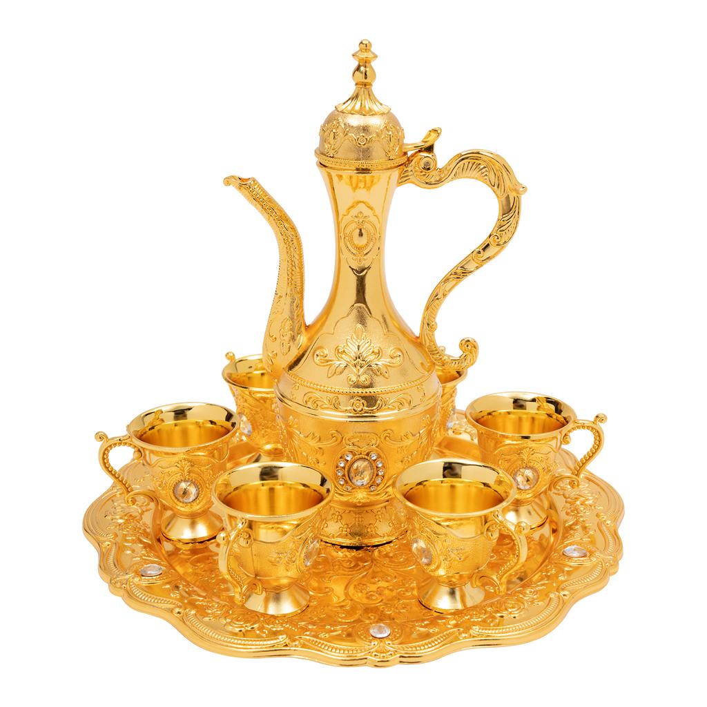 Turkish Tea Set Vintage Turkish Coffee Set with Pot and 6 Cups for Home Decor Birthday Christmas Housewarming Wedding