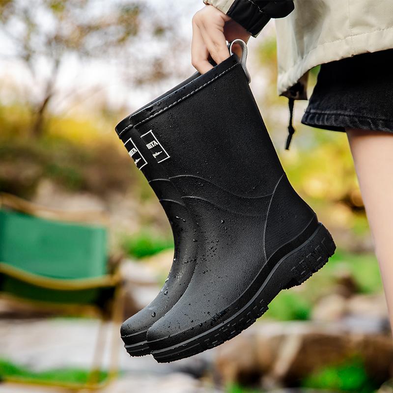 Stylish And Trendy Rain Boots For Summer: Medium-cylinder Waterproof And Wear-resistant Water Shoes For Adult Women