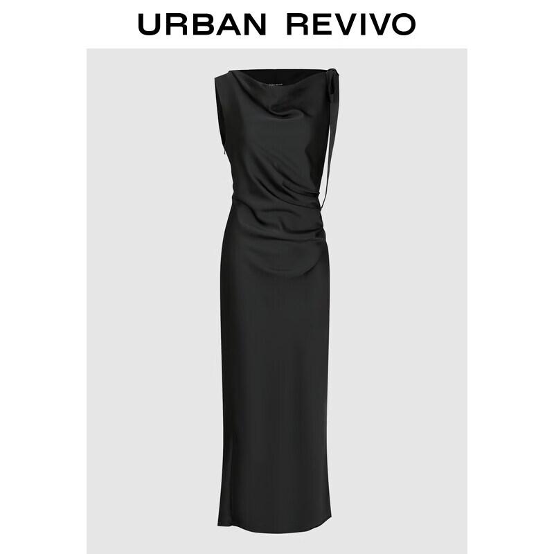 UR Cowl Neck Pleated Sleeveless Dress L