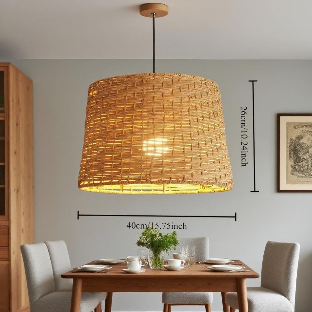 Pendant Lighting Farmhouse Natural Rattan Ceiling Hanging Light Single Dining Room Hanging Lamp Restaurant Pendant Lamp 727