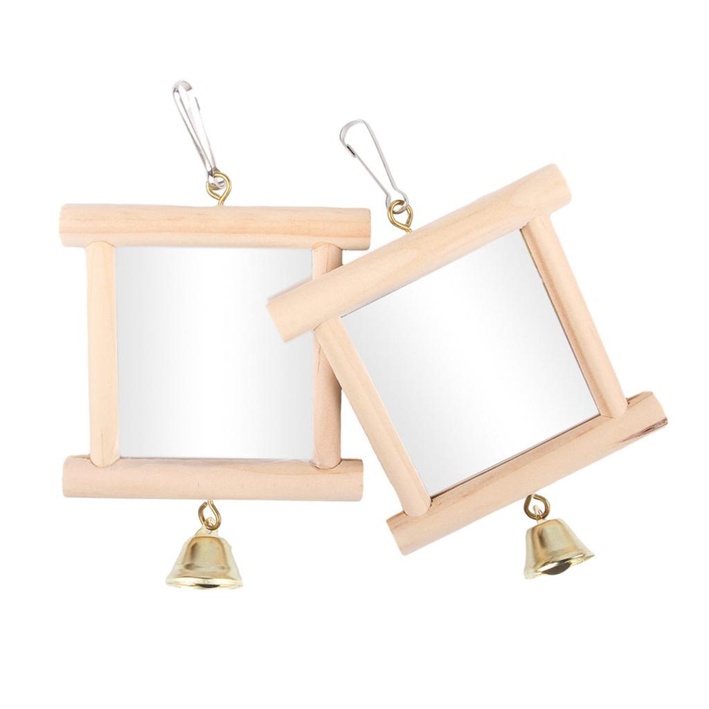 Bird Reflective Mirror Toy Small Parrot Mirror Parrot Cage Toy with Small Bells Pet Cage Interactive Mirror Supplies