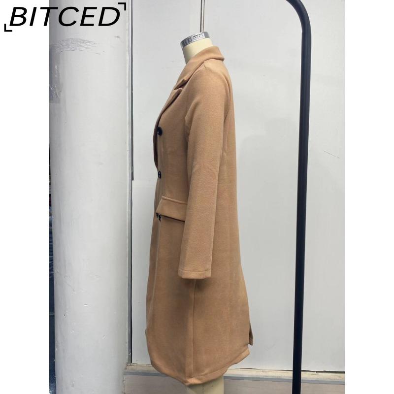 BITCED Women's Vintage Casual Lattice Print Autumn Winter Long Sleeve POLO Neck Jackets & Coats