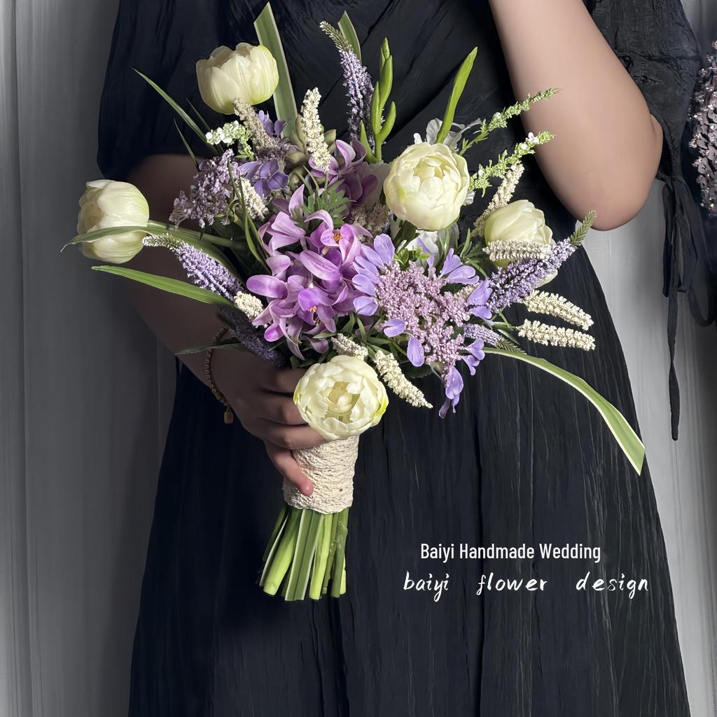 New Bride Wedding Bouquet - Lily & Rose Bridal Simulation Bouquet