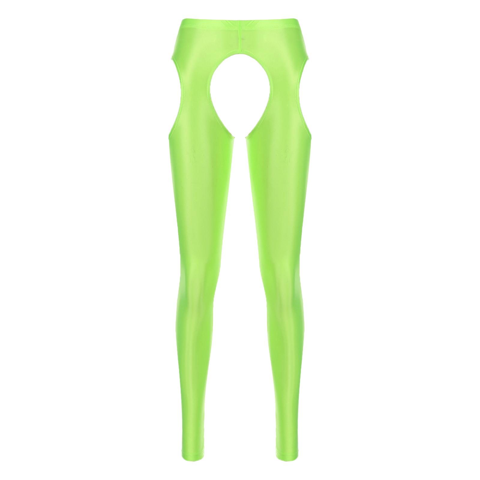 

Жіночі легінси з вирізами, глянцеві, з еластичною талією, без крокової ластовиці, еластичні, для сну One Size флуоресцентний жовтий колір