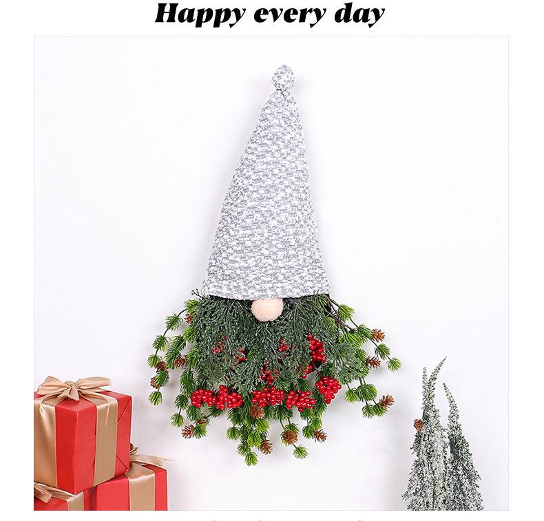 Christmas Wreath, Fabric, Red Fruit Hat, Upside Down Tree, Faceless Santa Claus, Door Hanging, Yard Decoration Props