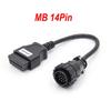Cabo Extensor OBD 2 de 14 pinos para 16 pinos MB 14 PIN OBD para OBD2 Adaptador de Cabo Ferramenta de Diagnóstico Automotivo para Carro Caminhão OBDII 14 Pinos