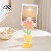 Transparent Card Holder Acrylic Desk Memo Holder, Flower Shaped Photo Display Clip Stand, Home Durable Office Table Number for Cards Paper Note