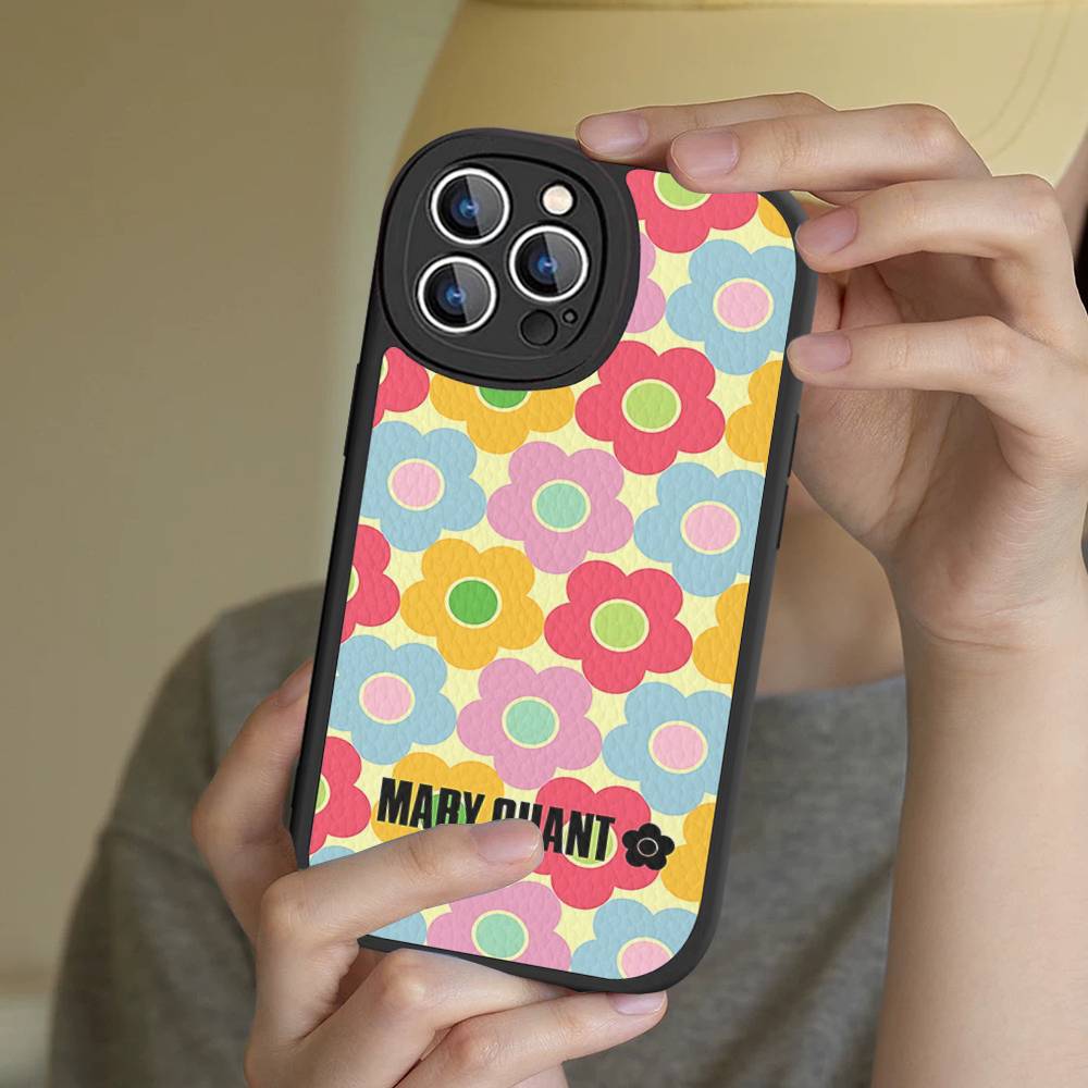 

Fashion M-Mary-Q-Quant For IPhone 16 15 14 16E 13 12 11 Pro Max Plus Phone Leather Case iphone 13promax