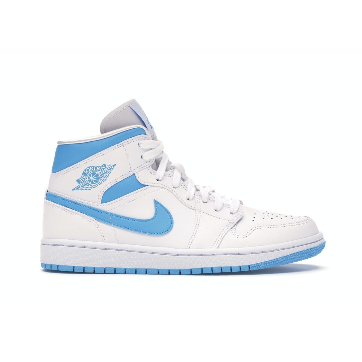 

Женские кроссовки Air Jordan 1 Mid UNC White Carolina-Blue BQ6472-114 36.5
