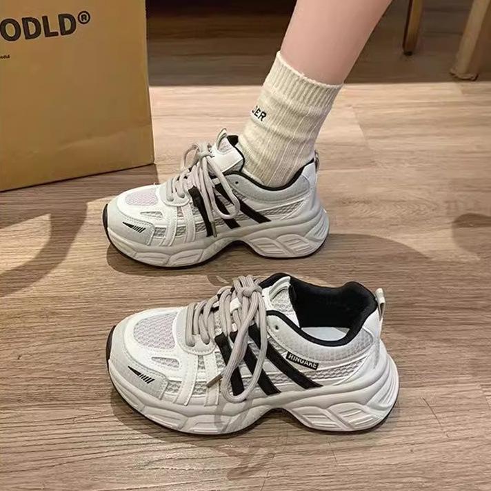 Retro Niche Thick-soled Dad Shoes for Women's 2025 Spring New Models Increase In Height, Versatile and Lightweight Casual Sports Shoes Show Small Feet
