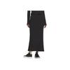 Adidas Lounge Rib Skirt Fashion Solid Color Fitted Mid Waist Versatile Long Casual Skirt Women Skirts Black JJ3574