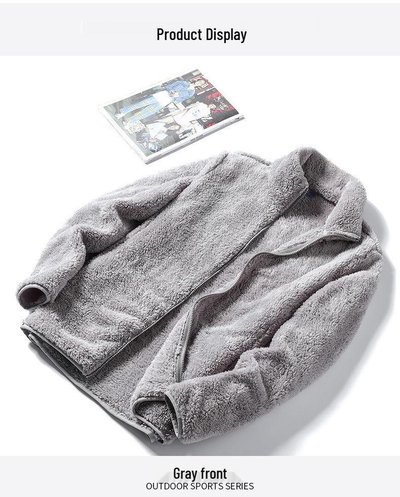 Women's Double-Sided Coral Fleece Hoodie Coat - Thick Warm Jacket for Autumn/Winter