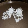 Silver Needle Acrylic Bead Tassel Earrings - Fashionable High-End Stud Earrings for Women