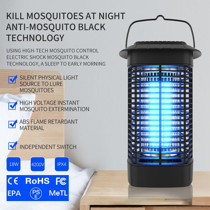 Black Indoor High-voltage Portable ABS Flame-retardant Material Mosquito Killer 360 ° Mosquito Trap Lamp Electric Mosquito Repellent Lamp