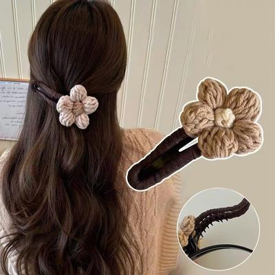 Vintage Duże Pluszowe Spinki do Włosów w Kształcie Kwiatów Dziewczęce Eleganckie Spinki do Kucyka Warkocza Pazur Duckbill Spinka do Włosów Ozdoba do Włosów Prezent