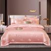 Yarn-Dyed Quality Jacquard Satin Luxury Delicate Silky Texture Bedding Set Double Queen (1Duvet Cover+1Bed Sheet+ 2Pillowcases)
