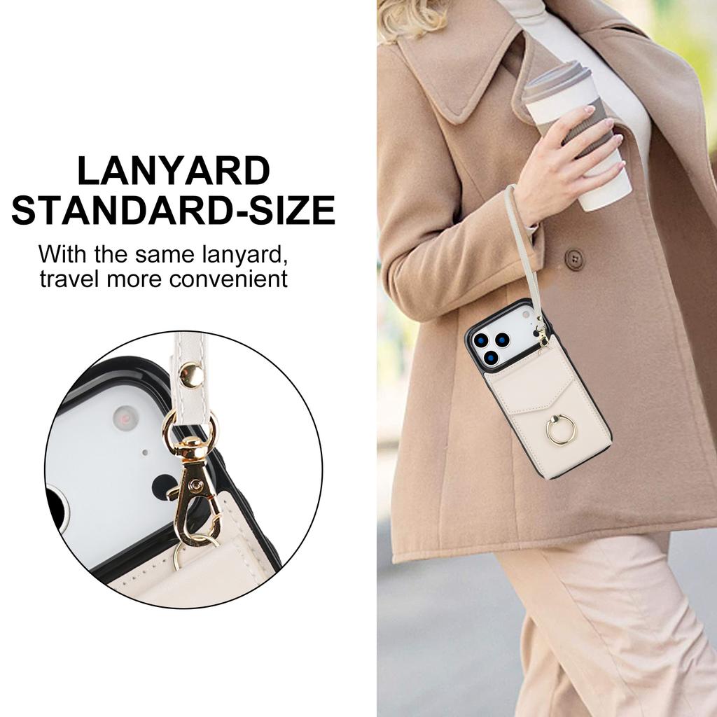 For iPhone 17 Pro Max Case Leather + TPU Accordion Card Bag Phone Cover with Ring Kickstand