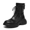 Super Soft Leather Platform British Martin Boots Women's 2025 New Rear Zipper Lace-up Short Boots Women's Spring and Autumn