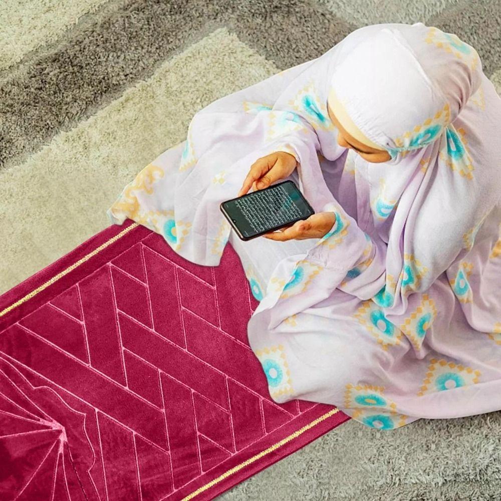 Thickened Prayer Mat Embossing Flannel Carpets High Quality Eid Festival Rugs