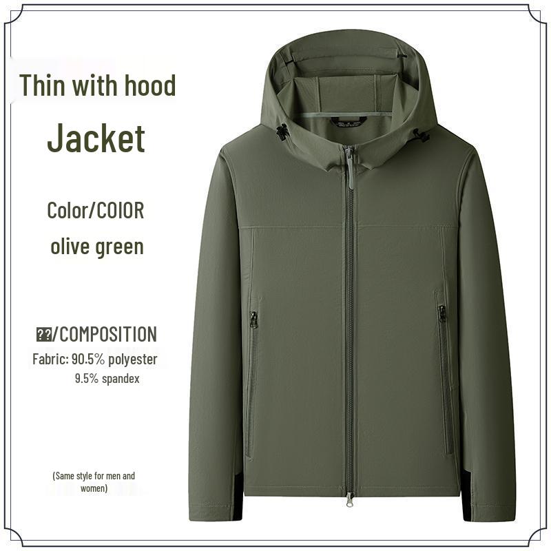 Custom Logo Outdoor Hooded Lightweight Jacket: Breathable, Comfortable, Skin-Friendly for Camping and Team Activities