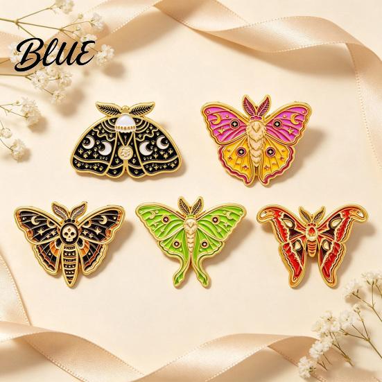 Vintage Insect Jewelry Enamel Moth Brooch Cartoon Alloy Lapel Pin Men Artistic Badge Women Accessories for Suit Dress Coat Scarf Retro Clothing