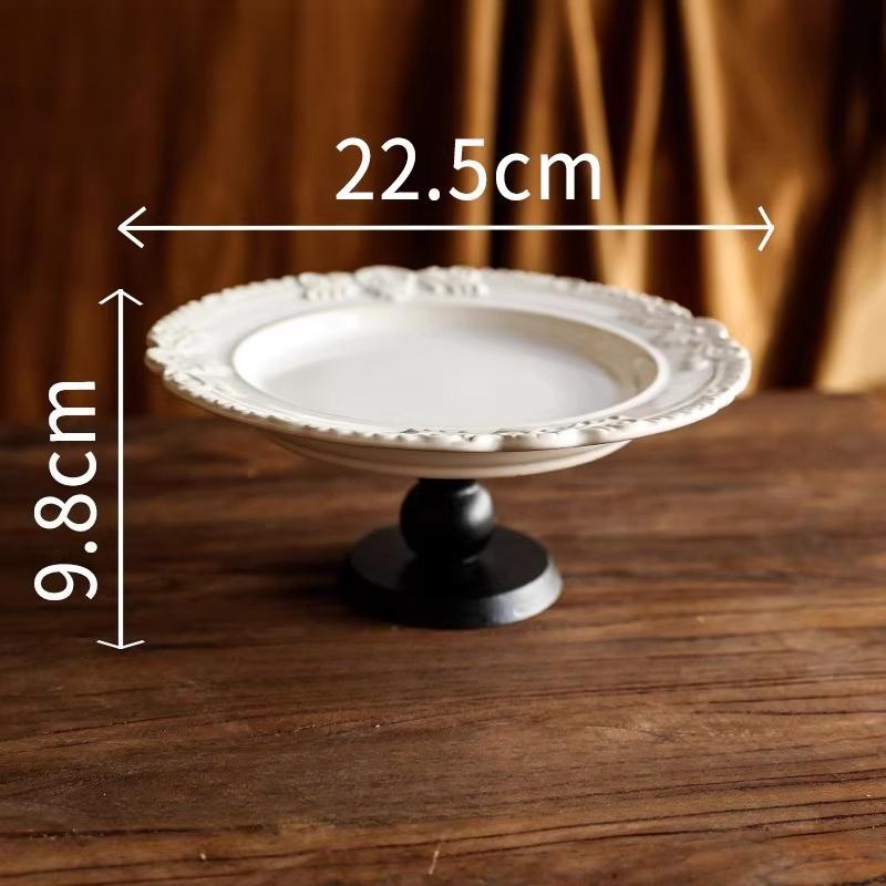 

French Retro Dim Sum Plate Exquisite Tall Fruit Snack Plate Afternoon Tea Cake Tray
