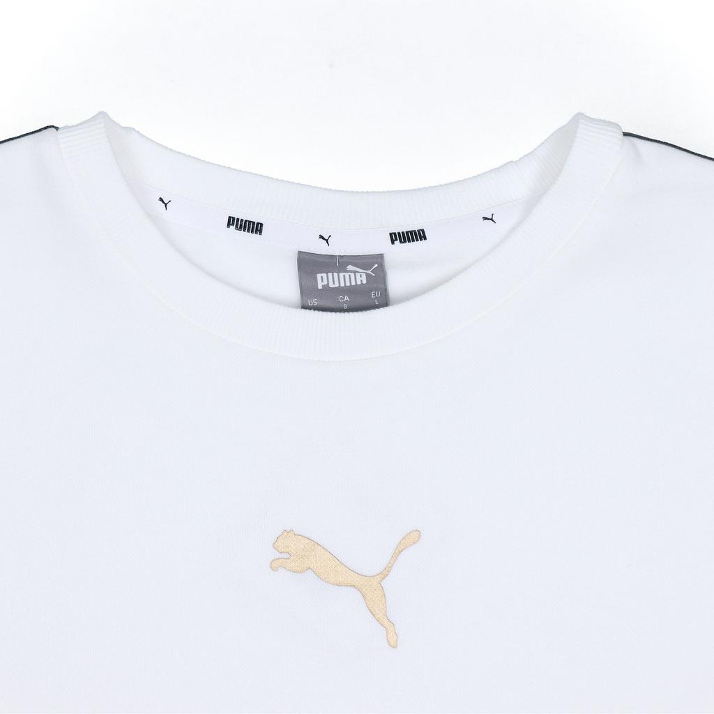 Puma Metallic Nights Fleece-Lined Crew Neck Sweatshirt Men Tops White 587141-02