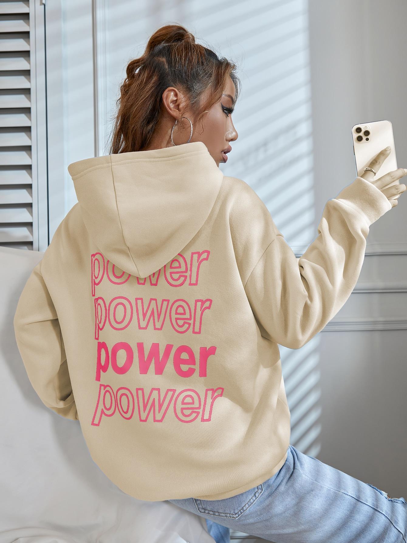 Power And Power хлопковая индивидуальная мягкая спортивная одежда с капюшоном удобная нишевая спортивная одежда женская толстовка в стиле Харадзюку S бежевый 2098₽