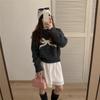 Korean Autumn Bow Detail Girly Style Knit Pullover Top Loose Round Neck Sweater