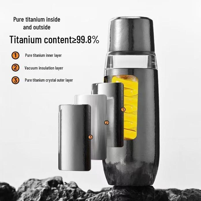 High-End Pure Titanium Insulated Cup with Mechanical Temperature Display and Tea Infuser - Portable and Perfect for Business Gifts