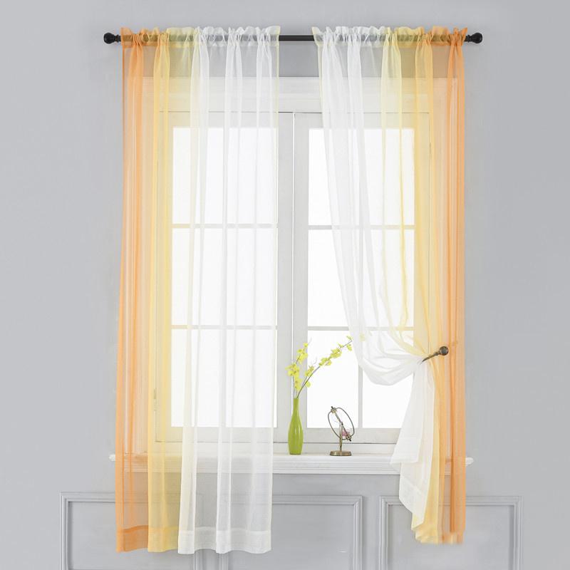 Einfache transparente Vorhänge mit Farbverlauf Elegante Fensterschleier für Wohnzimmer, Schlafzimmer & Balkon Sonnendurchlässige dekorative Tüllvorhänge