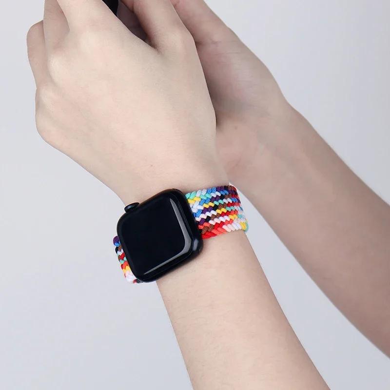 Braided Solo Loop For Apple Watch Ultra Band 40mm 44mm 41mm 38mm 49mm 45mm Elastic Nylon Bracelet iWatch Series 9 8 7 3 Se Strap