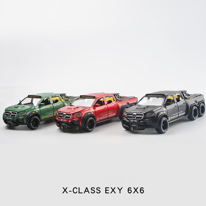 1/28 Benzs X-CLASS EXY 6X6 Pickup Simulation Alloy Car Modle Metal Toy Car Sound Light Pull Back Model Toys For Boys Light Toys