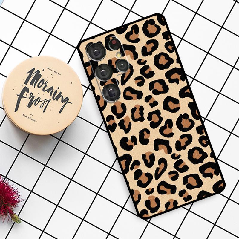 Tan Leopard Case For Samsung Galaxy S25 Ultra S20 S21 S22 S23 S24 Ultra S9 S10 Plus S25 FE Phone Cover