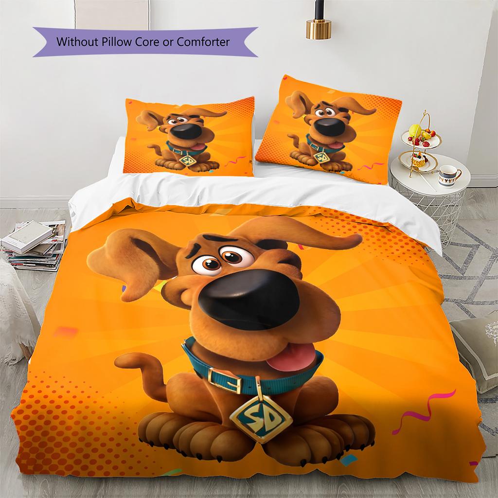 Statečný pes Courage a Scooby-Doo Vzor Povlečení Sada prošívaných přikrývek Domácí dekorace Dárek (1 * povlak na peřinu + 2 * povlak na polštář bez jádra)