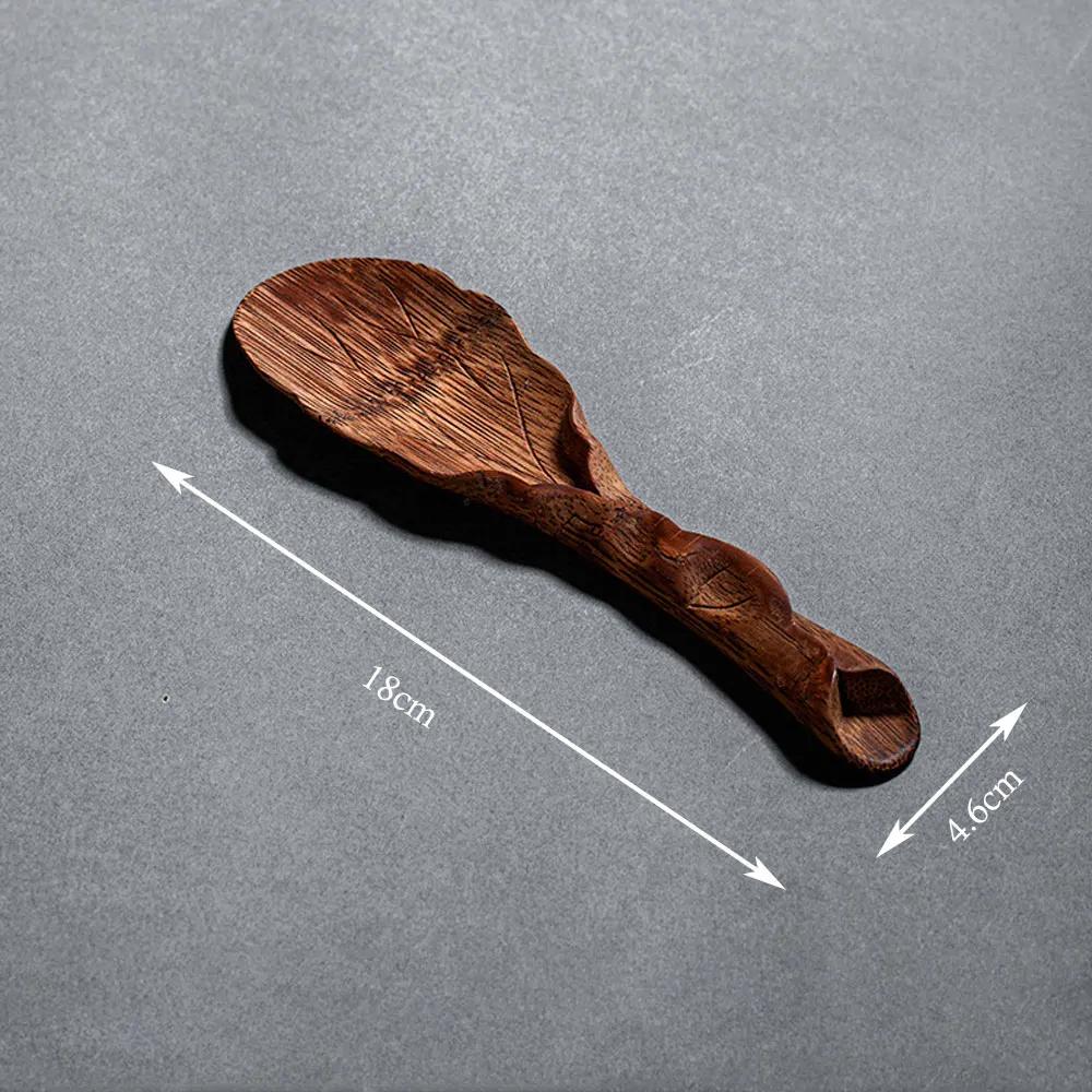 Bamboo Hand-carved Teaspoon Traditional Kung Fu Teaware Accessories Take Leaf-shaped Tools Chaze Coffee Beans Dosing Cup Trays