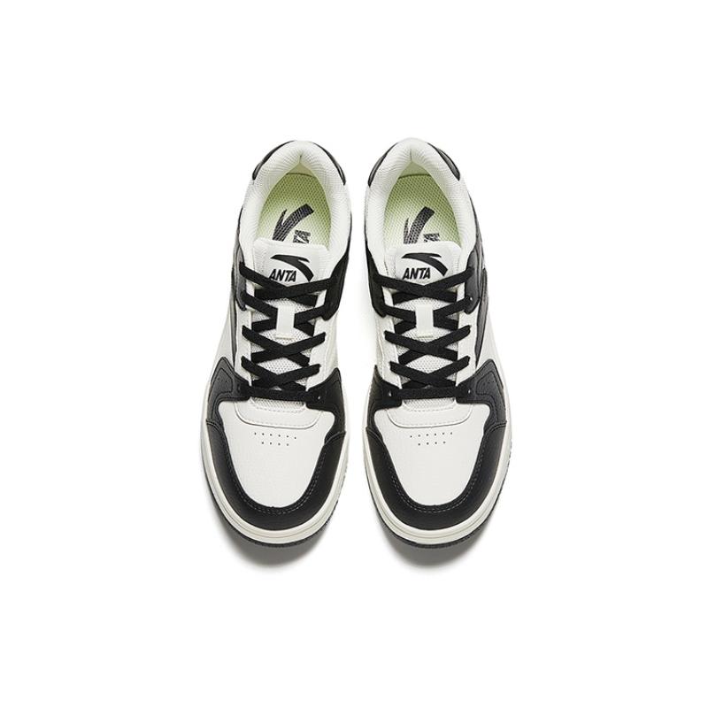 Anta Original Year Cushioning, Wear Resistant Low top Skateboard Shoes Women's Black White Sneakers 922518068F-4