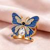Lightweight Scarf Ring Jewelry Enamel Butterfly Ring, Sparkling Rhinestone Slide Durable for Women Retro Elegant Wrap Holder Neckerchiefs Scarves