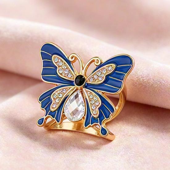 Lightweight Scarf Ring Jewelry Enamel Butterfly Ring, Sparkling Rhinestone Slide Durable for Women Retro Elegant Wrap Holder Neckerchiefs Scarves