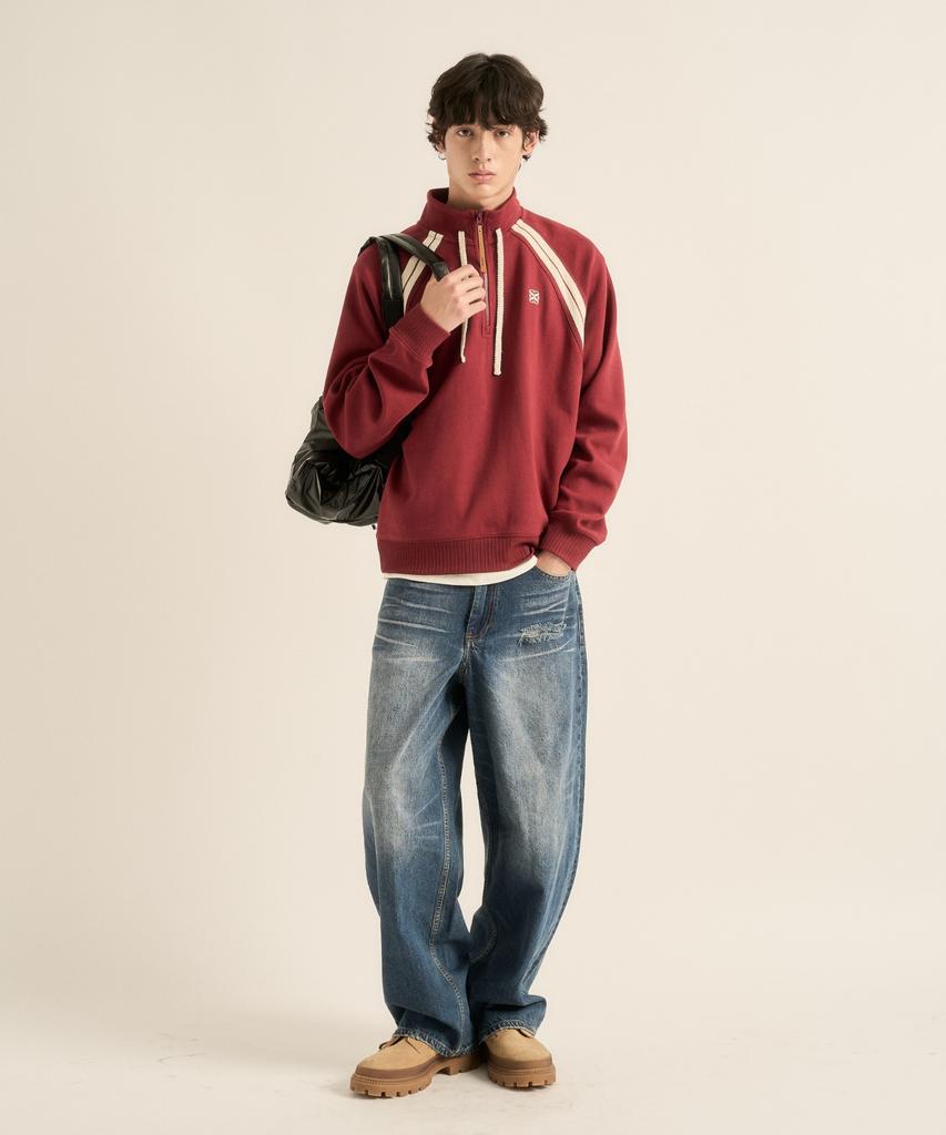 Seteo Lawton Half Zip Sweatshirt Burgundy