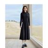 Inman French Style Autumn/Winter Corduroy Knit High-Neck A-Line Midi Dress
