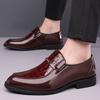 Britain Trend New Pointed Glossy Patent Leather Shoes For Men Slip On Casual Metal Buckle Loafter Formal Dress Footwear