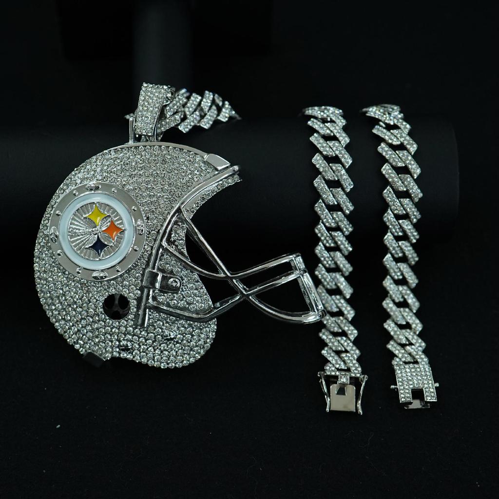 European and American Pittsburgh Steelers Football Helmet Alloy Pendant Necklace