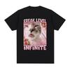 Poziom Freaka Nieskończony Zabawny Kot Meme T-shirt Prezent dla Miłośnika Kociąt Koszulki z Krótkim Rękawem dla Mężczyzn i Kobiet Casualowa Bawełniana Koszulka Oversize