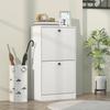 Shoe Cabinet With 2 Flip Drawers Adjustable Shelves For Hallways And Small Spaces 47x26x85 Cm White Veined