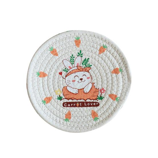 

12/18/24/30 см в скандинавском стиле, минималистичный нить, подставка для столовых приборов с кроликом и морковью, домашний хлопковый противоожоговый коврик для чашек 12cm