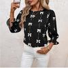 Brown and White Checked Mid-Sleeve Shirt with Ruffle Cuff Detail