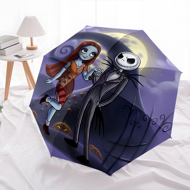 Nightmare Before Christmas, Jack Skellington Themed Automatic Opening and Closing Umbrella, Brightly Colored 8-rib Portable Umbrella, Suitab