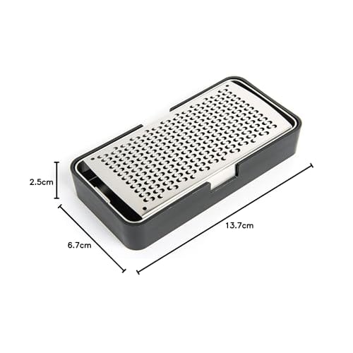 Iidaya Ever Grater (Made in Japan/with tray/palm-sized) Stick-shaped Stainless Steel Grater (for cheese, ginger, lemon, and garlic) Professional-grade